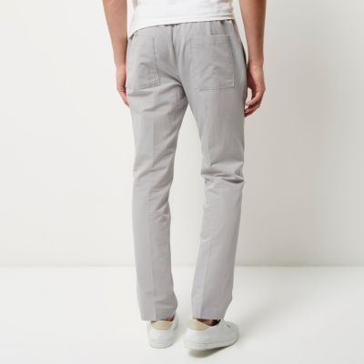 Grey smart slim elastic waist trousers